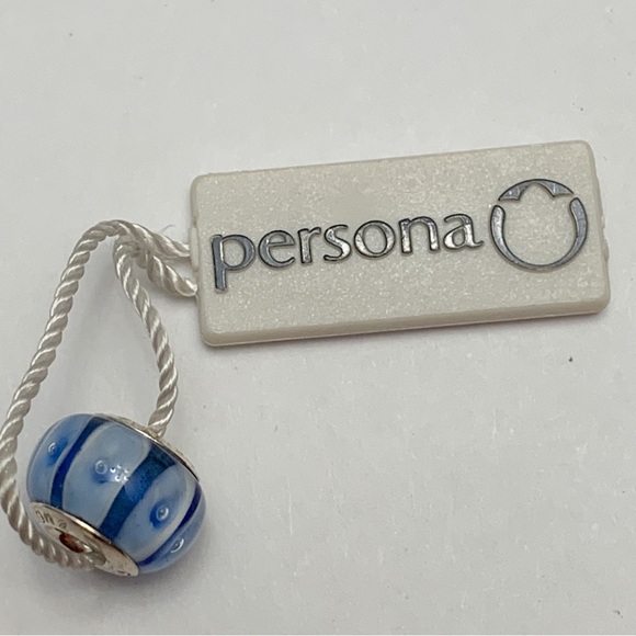 Persona NWT sterling silver blue art glass charm bead - Picture 2 of 4